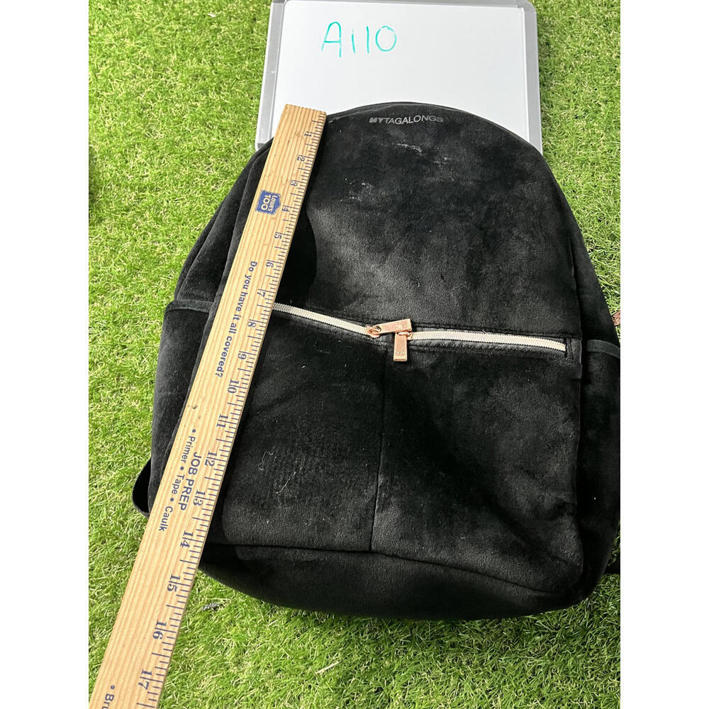 MyTagalong Black Suede Backpack with Front Zipper Pocket